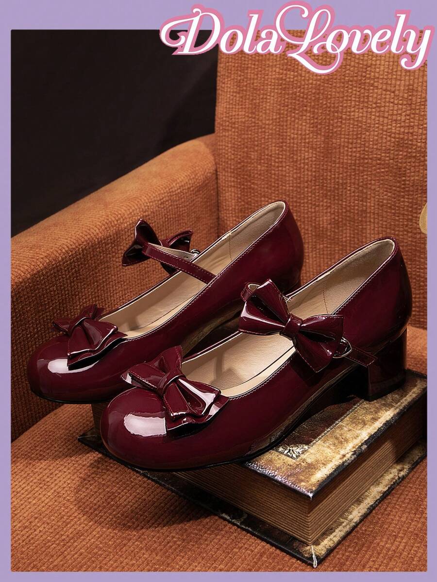 Dola Lovely Vrouwen glanzende strik decor mode hoge hak pumps