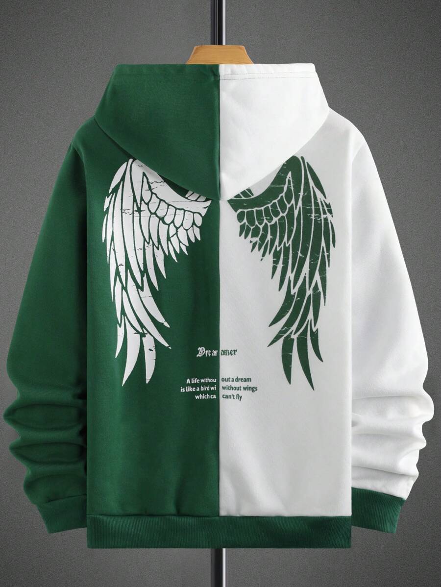 Manfinity LEGND Sudadera con capucha de talla grande para hombre, informal, de retales y bloques de color, para otoño/invierno