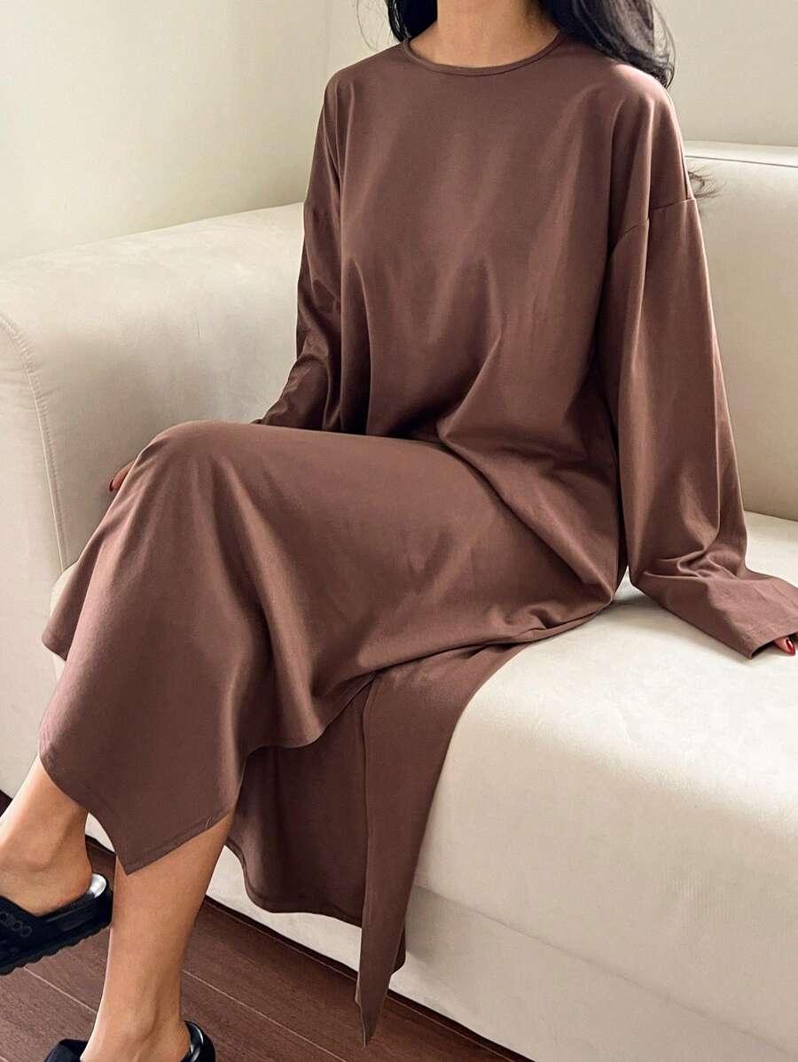 DAZY Vestido holgado de mujer cómodo y suave de unicolor para primavera
