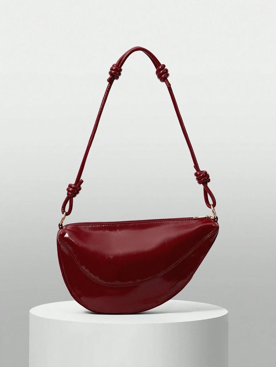 BizChic Bolso de hombro de mujer de color liso, de alta capacidad, para uso casual u oficina, bolso de mano rojo