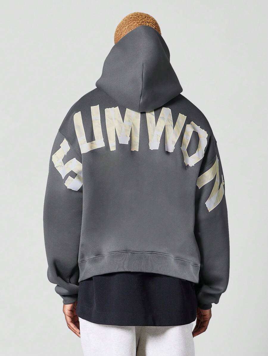 SUMWON Cozy Streetwear Varsity Text Oversized Kangaroo Pocket Fall Winter Casual Fitness Athleisure Sweatshirt Athletic Design Plus Size