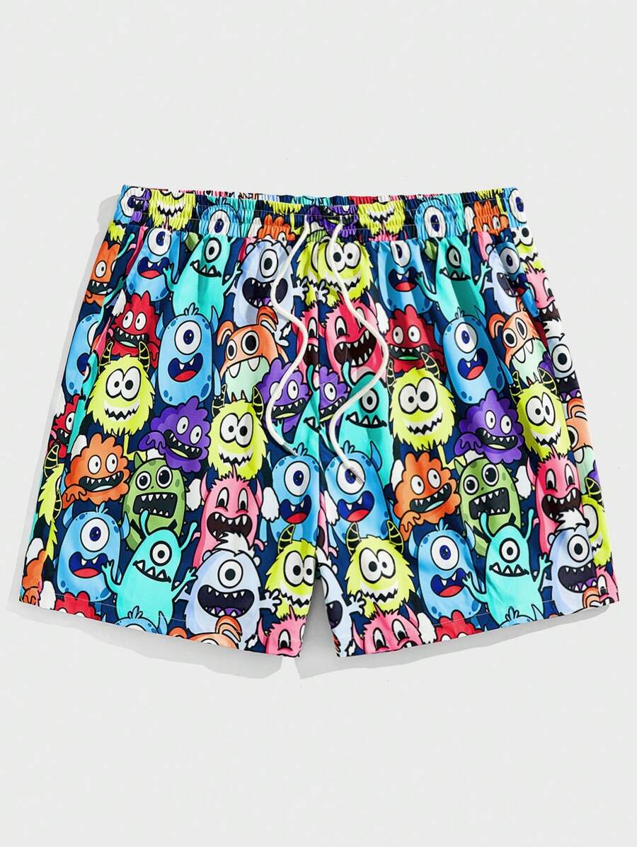 Manfinity VCAY Pantalones cortos casuales holgados de tela tejida para hombres de tallas grandes