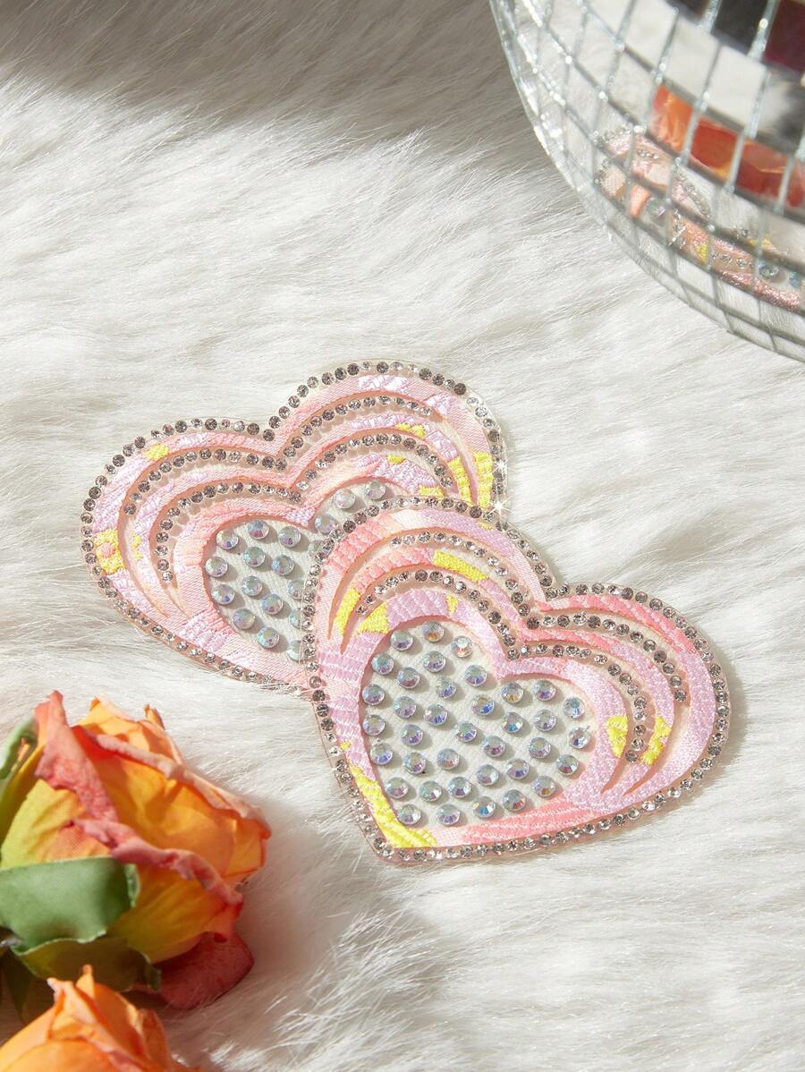 Cubrepezones con corazón con adorno de rhinestones para el Día de San Valentín