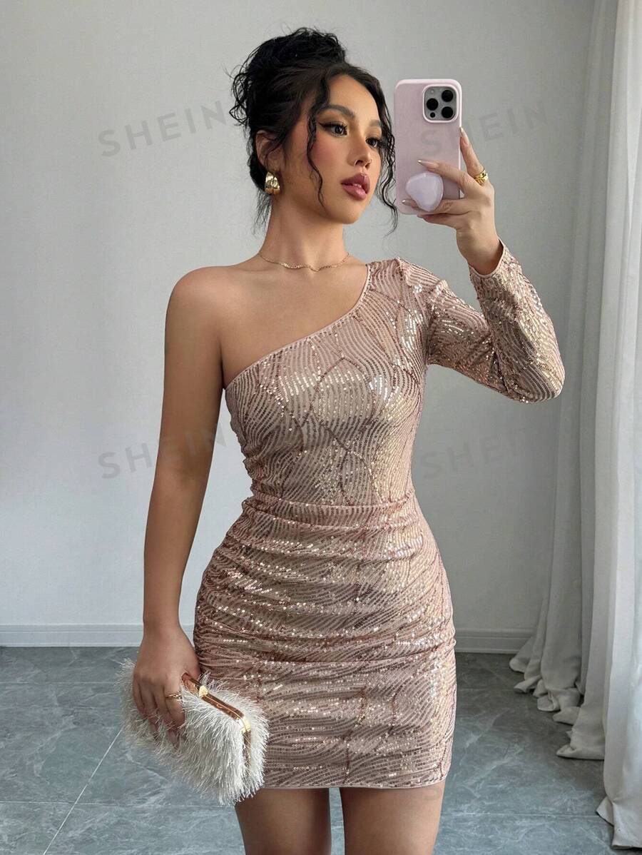 Rafferiza Vestido ceñido y con lentejuelas brillantes sin tirantes y sin mangas de moda y sexy para mujer, ideal para fiestas de Año Nuevo