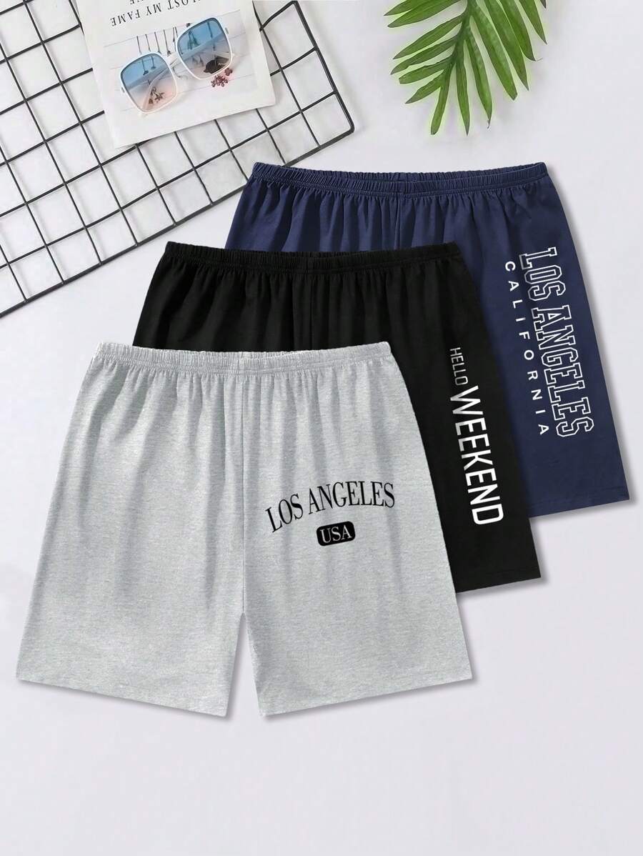 Set de 3 pantalones cortos de estar en casa y de dormir para hombre
