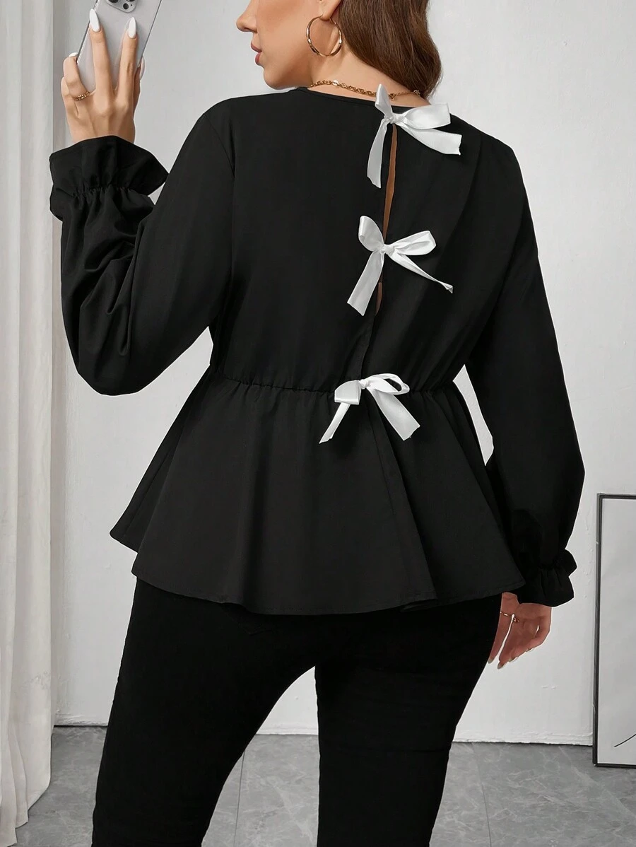 SHEIN Frenchy Plus Size Color Block Long Sleeve Casual Shirt, Everyday Wear