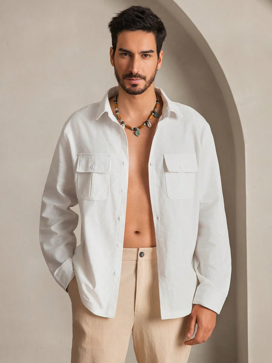 Manfinity ModaGents Camisa tejida de manga larga con corte slim fit y estilo casual de moda para hombres jóvenes