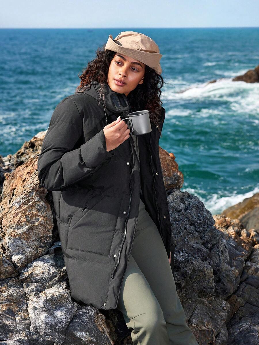 Städtischer Outdoor Mantel mit Kapuze, warm, dick gefüttert für Damen