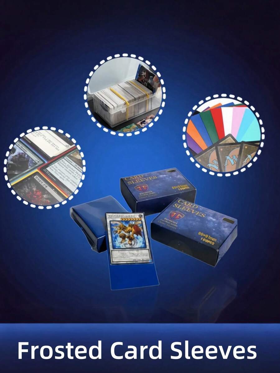 SHEIN 100 PCS 66*91mm Frosted Card Sleeves Displayable Personalized Designs Protective Sleeves For MTG/PKM Card Game Cards Cover For Baseball Cards High Quality Materials Exclusive Design/Christmas/Birthday Gifts