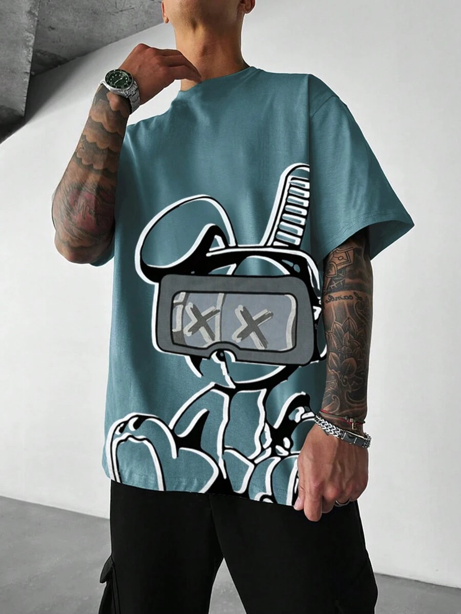Manfinity EMRG Men's Stand Collar Short Sleeve Printed Casual Pullover Top