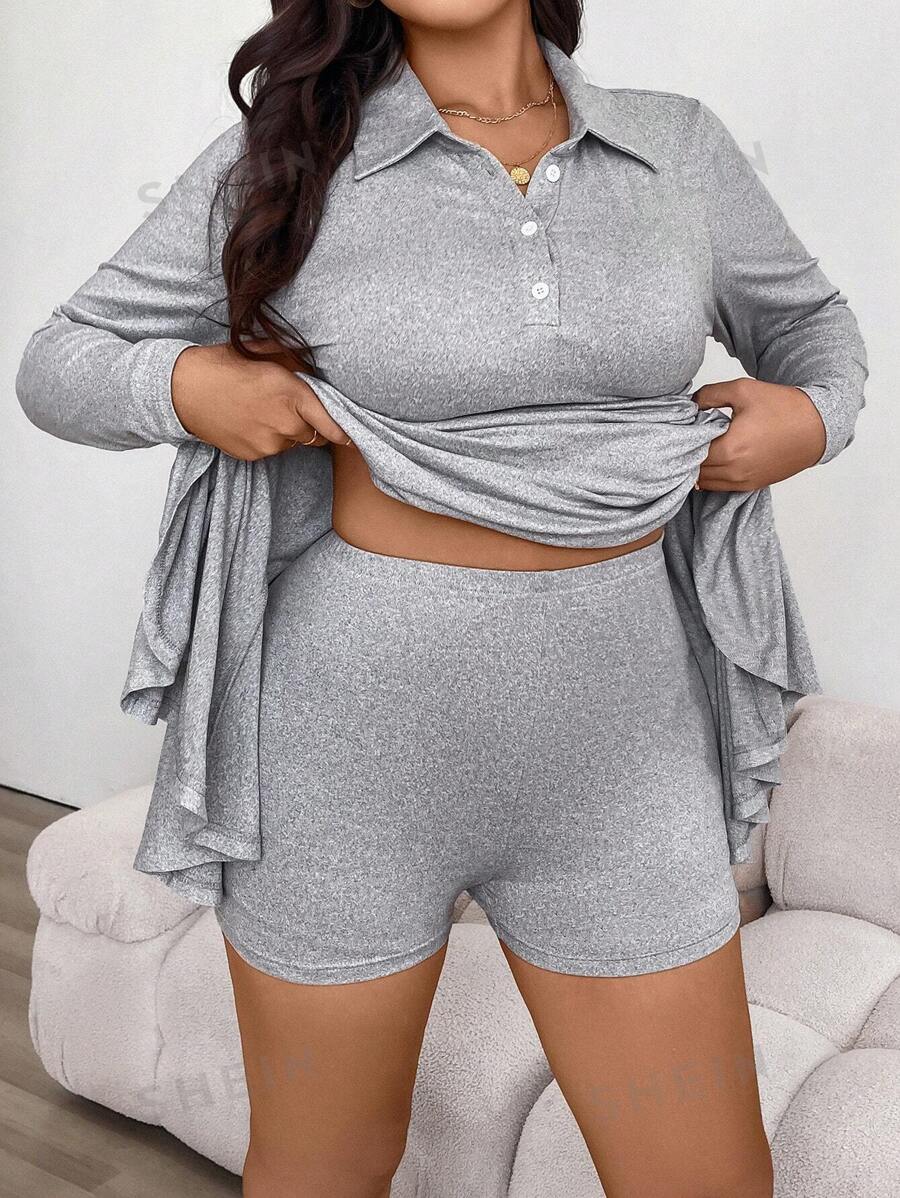 Calvaya Set de 2 piezas: Vestido tipo polo de cuello alto sexy y elegante + Leggings para mujeres talla grande, estilo campus
