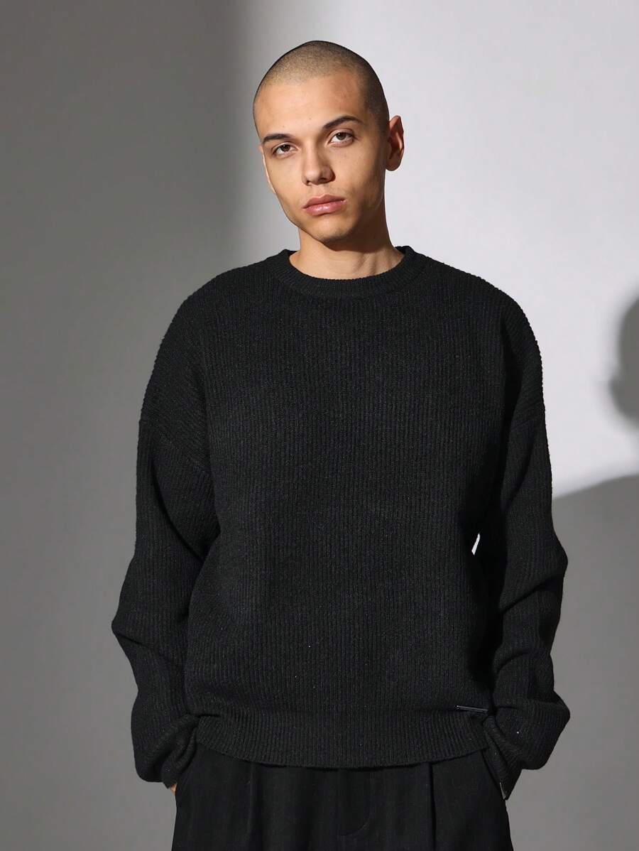SUMWON Premium Ribbed Crew Neck Knit Sweater Winter Essential Pullover Long Sleeve Casual Knitwear Classic Soft Fall Jumper