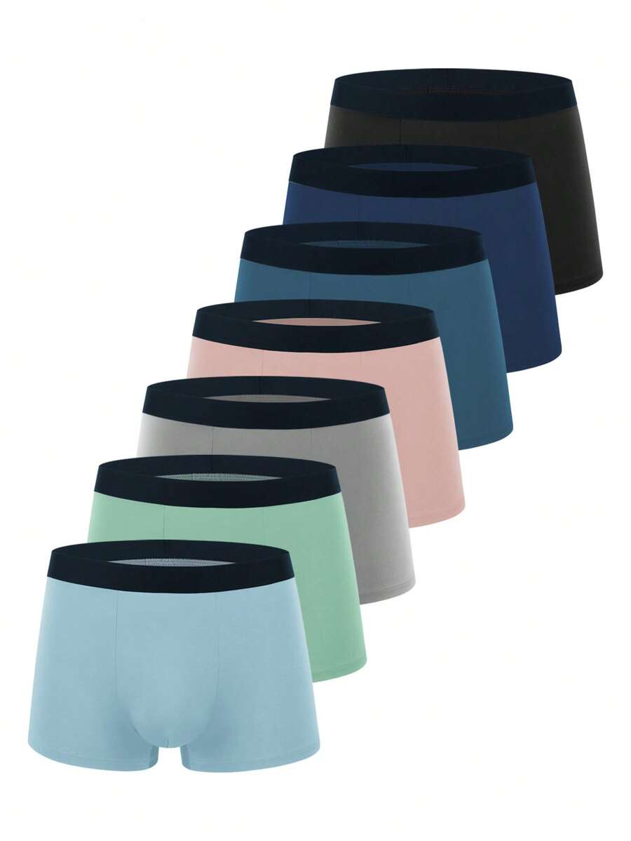 Manfinity Underwear&Sleepwear Basics Set de 7 bóxers casuales y de moda minimalistas para uso diario para hombres