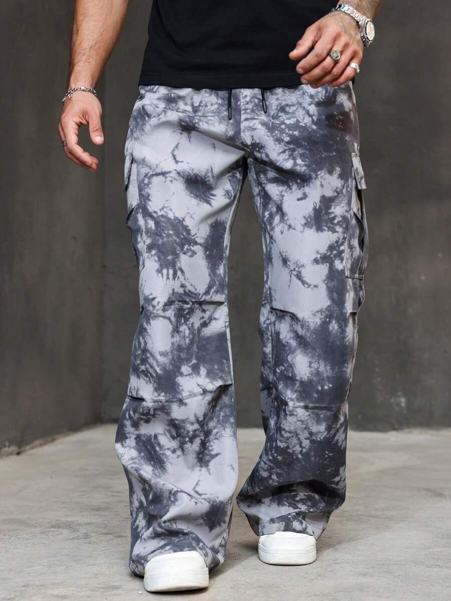 Manfinity LEGND Plus Size Men's Casual Straight Leg Tie Front Pocket Pants