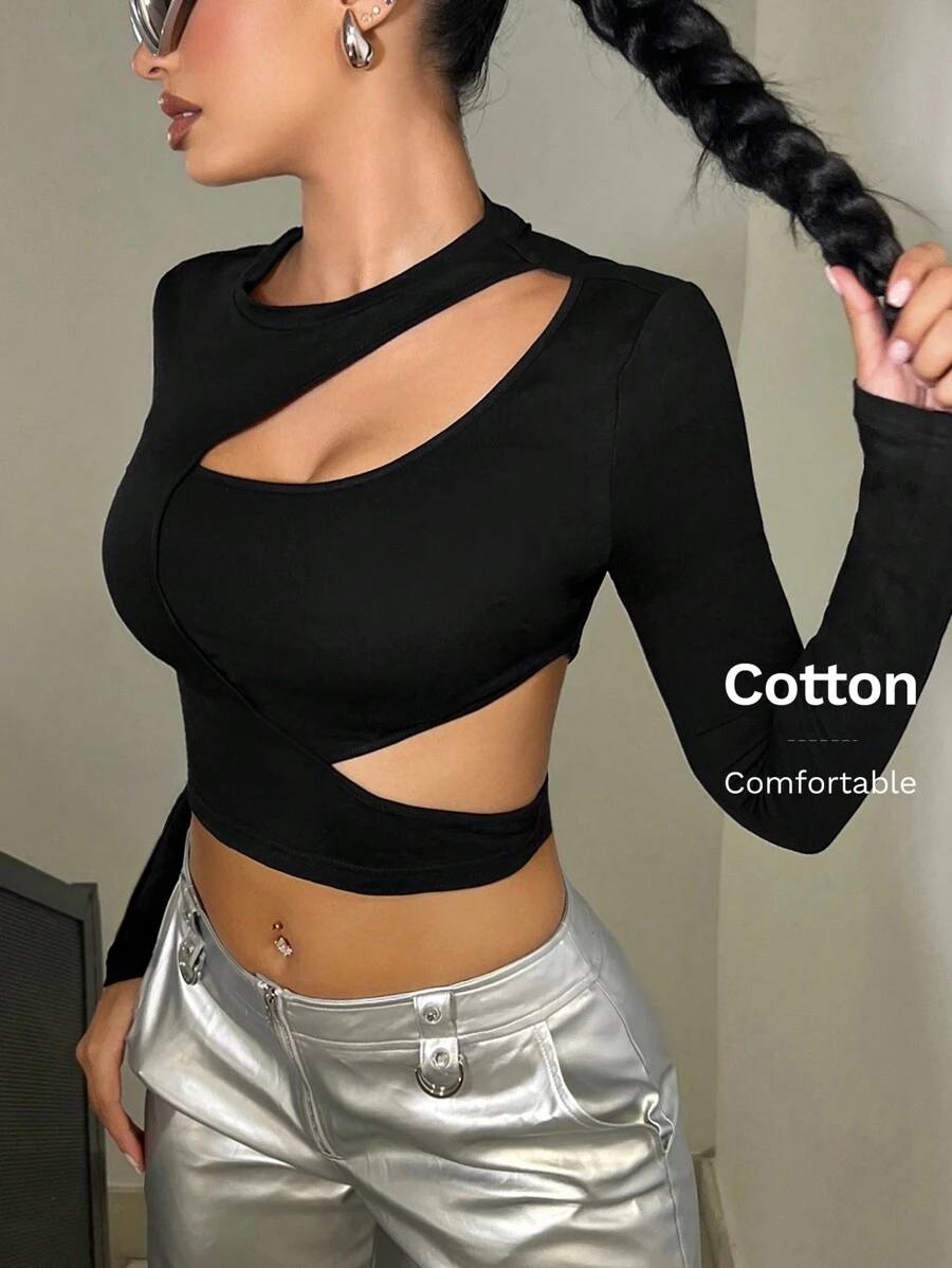 SHEIN ICON Cut Out Crop Tee