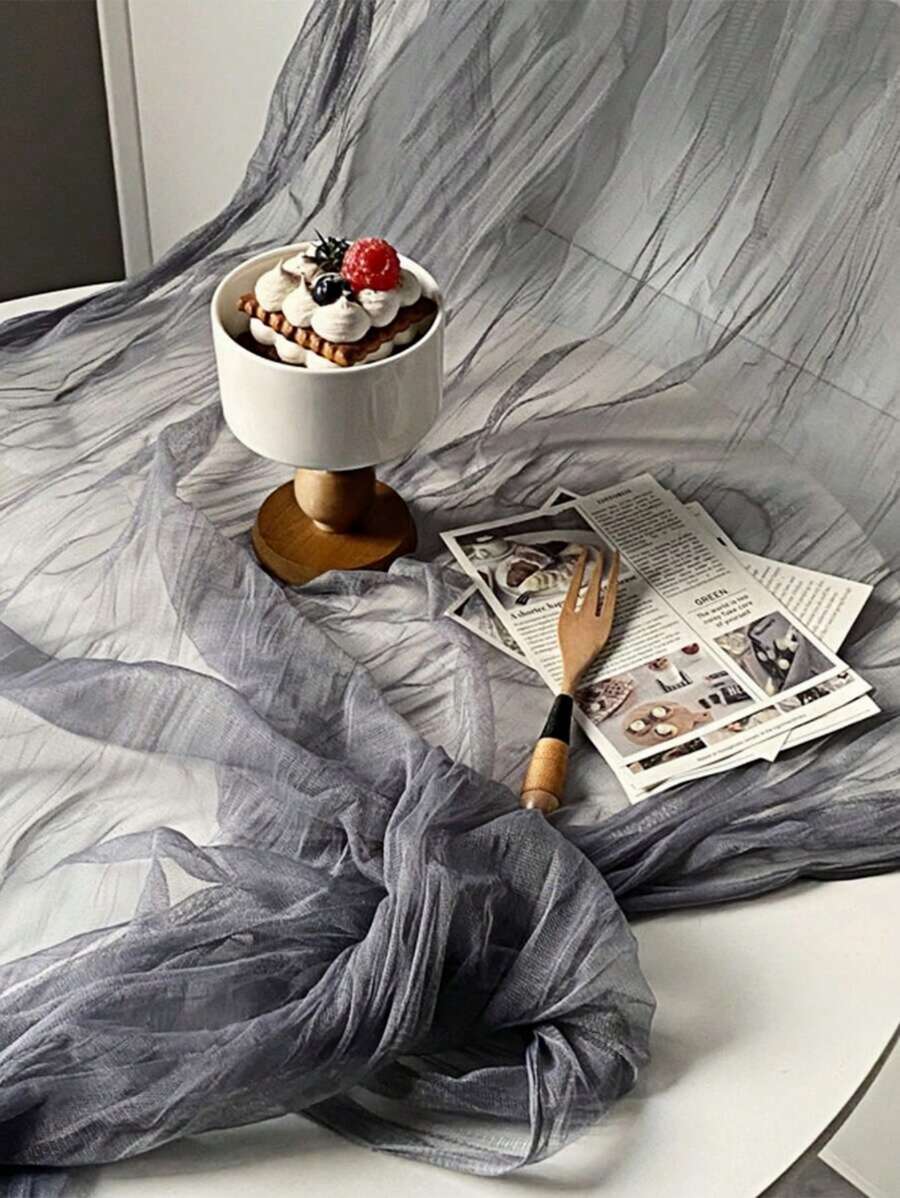 1Pc 1M*1.2M Geplooide Foto Achtergrond Doek, Foto Prop Fotografie Achtergrond Doek, Dessert Voedsel Foto Props, Meubel Decoratie Geplooide Gaas, Foto Banner, INS Huis Decoratie-Grijs