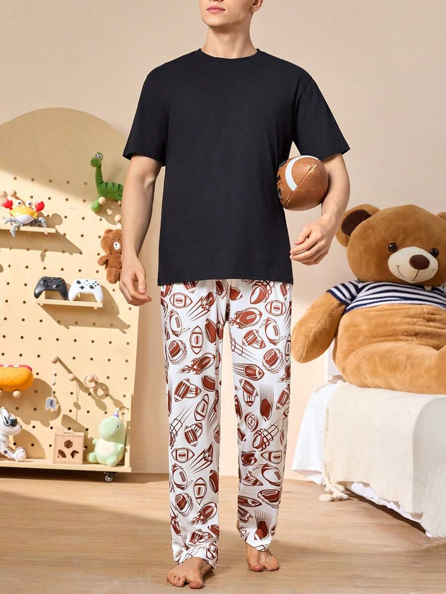 Happy Jammies بنطلون رياضي مرن على الخصر للرجال بطبعات ديكور كاملة