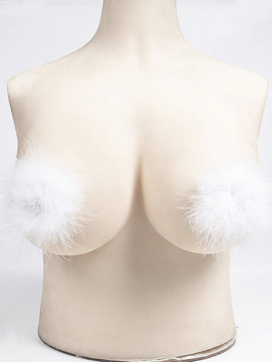 1 par Cobertura de pezón sexy de plumas para talla grande para boda