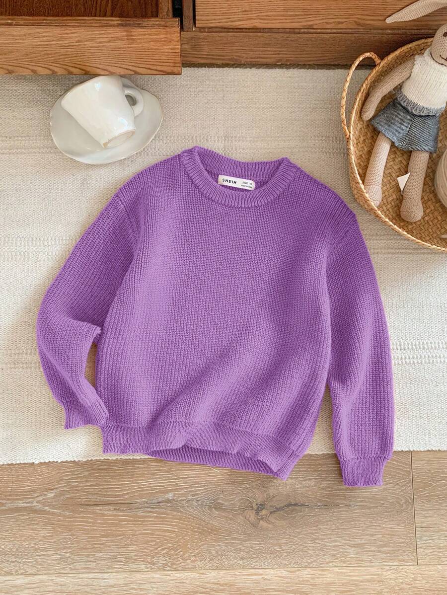 Blossori Suéter laranja de manga comprida com gola redonda elegante francês para meninas jovens, outono/inverno