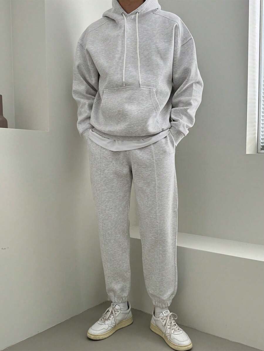 DAZY Conjunto de sudadera gris sólido para hombre de primavera