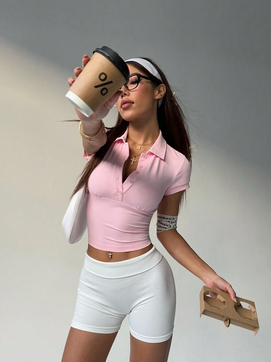 Dewbera Camiseta polo deportiva de mujer de unicolor, simple y elegante para uso casual diario
