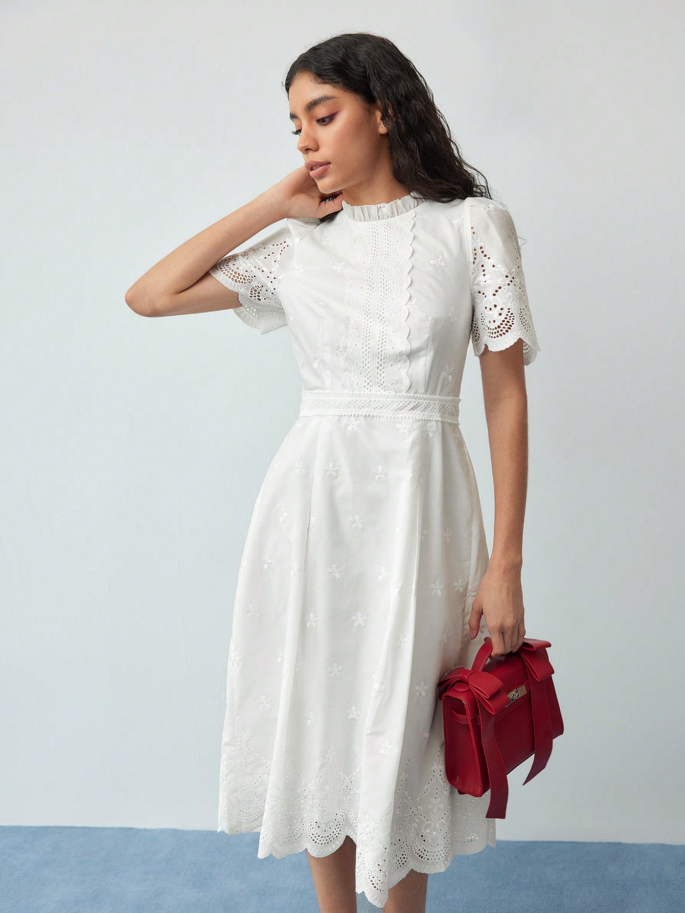 ◆JJ JIGOTT◆ Pearl Button Puff Mermaid Dress GR5A0OP591 Kaja Solid Poplin Dress