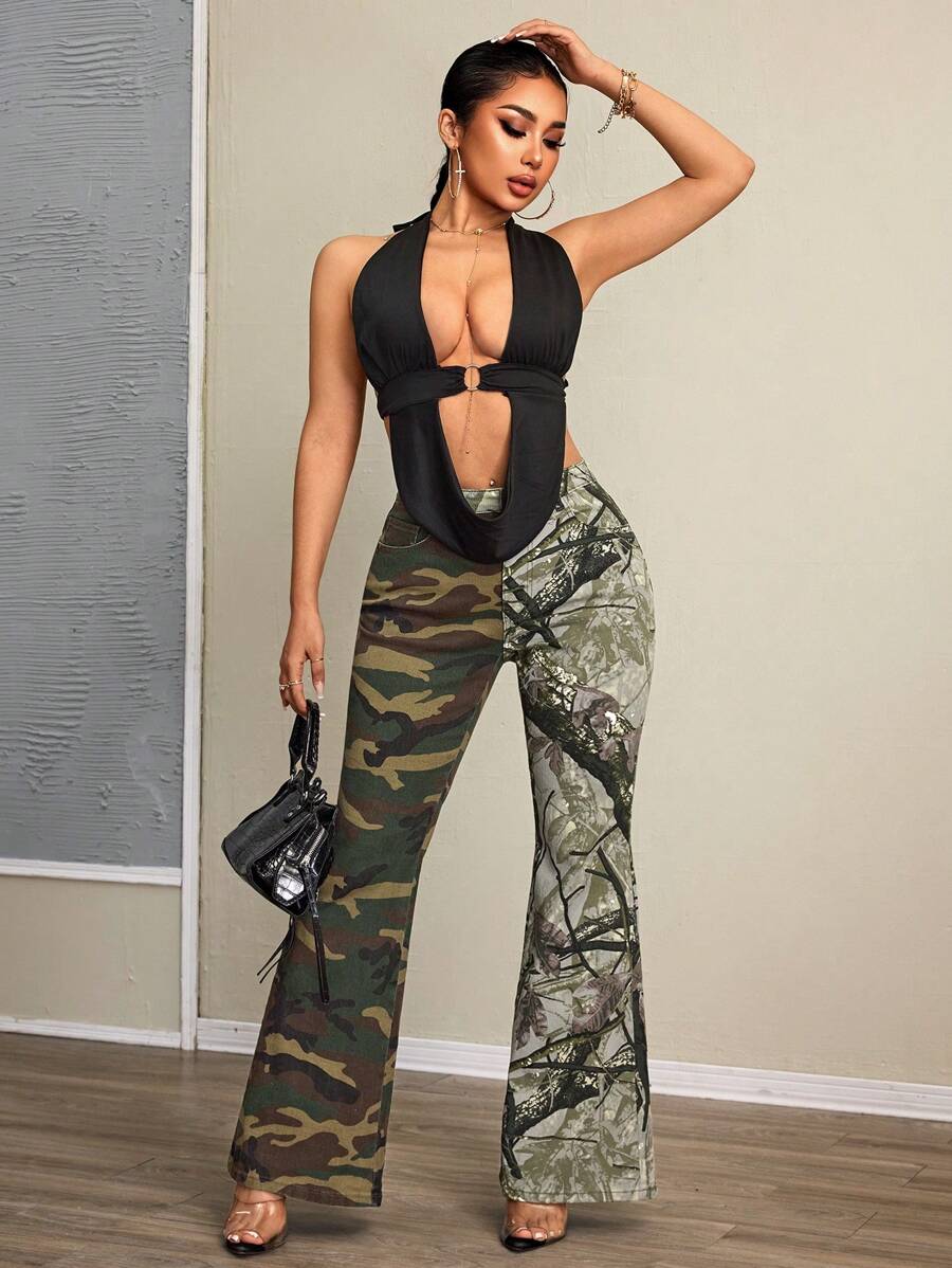 SHEIN SXY Women Casual Denim Jeans With Print & Pockets, Everyday Wear