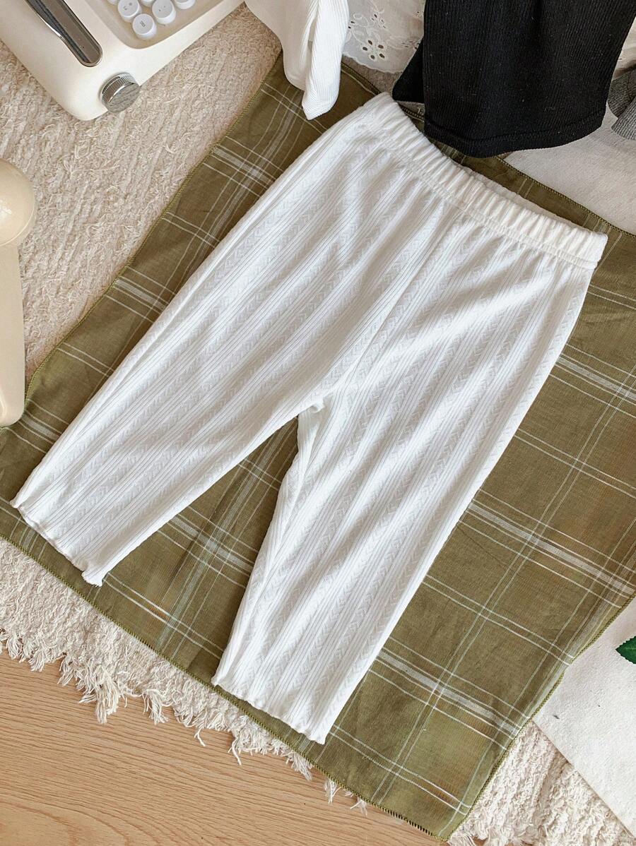 DAZY Girls Plain Elastic Waist Simple Leggings, Casual Daily Wear