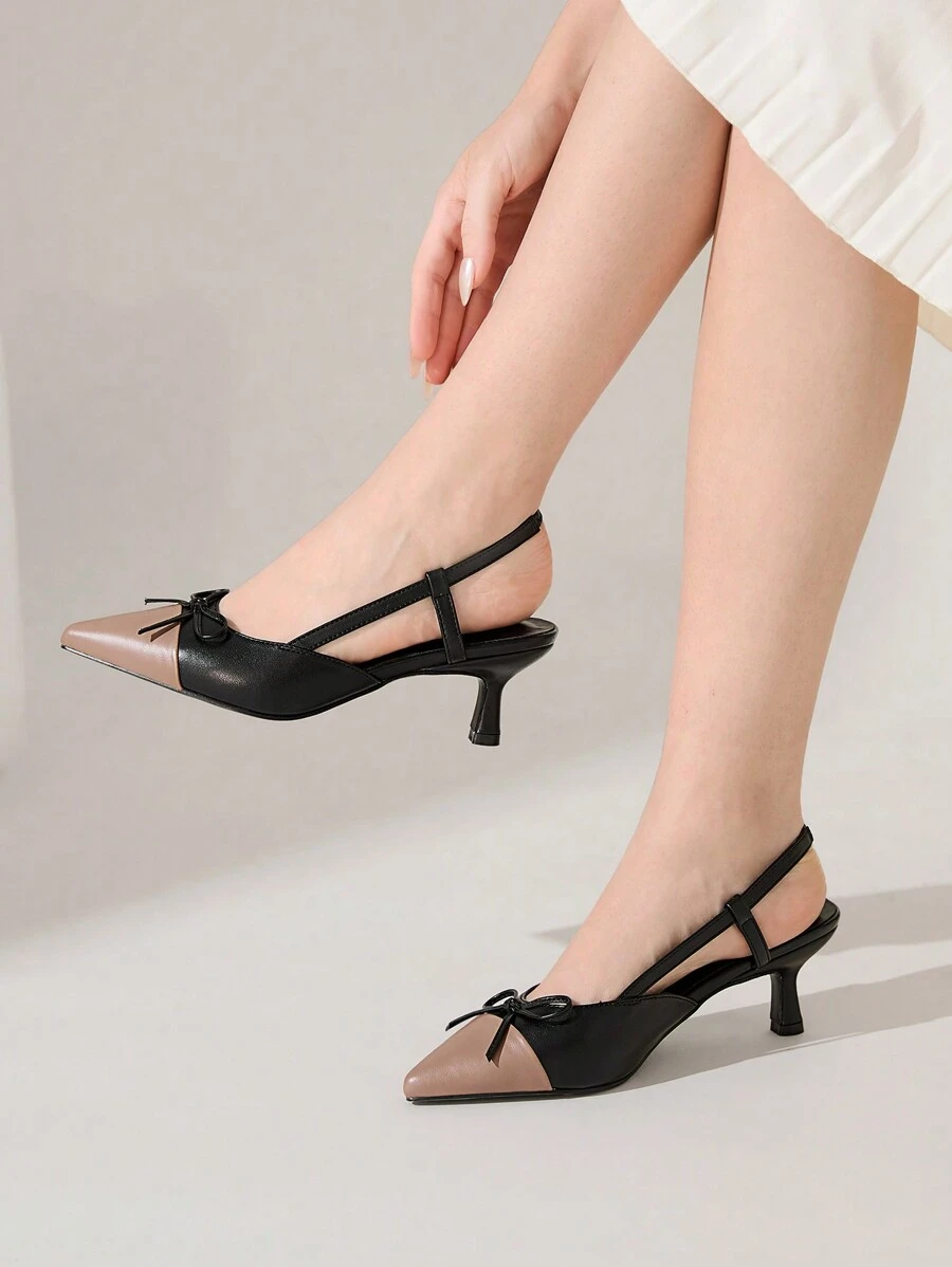 CUCCOO CHICEST أحذية كعب بلوك أنيقة بكعب متوسط وأصابع مدببة باللون البني والأسود، شكل أنيق، مناسبة للمكتب، حفلات الشاي المسائية الرومانسية، أحدث وصول لموسم الربيع/الصيف وعيد الحب