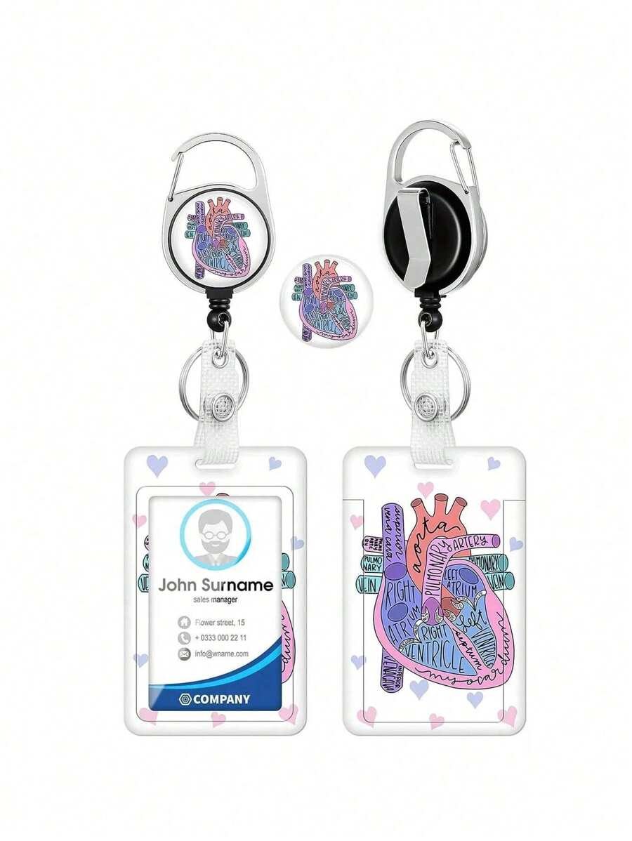 Porta badge retrattile con fermaglio, portaidentità a forma di cuore con molletta per tesserino da lavoro, custodia protettiva verticale di alta qualità per lavoro, ufficio, infermieri, studenti, insegnanti, uomini e donne, per San Valentino, matrimonio di San Valentino, compleanno