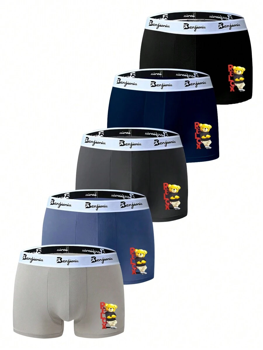 Set de 5 boxers bóxer para hombre, shorts de 4 esquinas para todas las temporadas