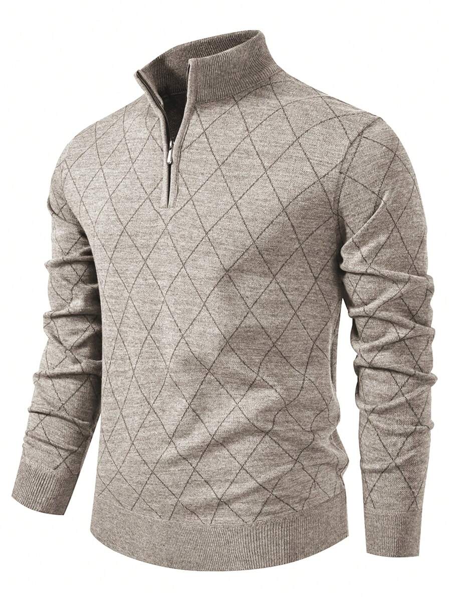 Manfinity Homme Męski lekki sweter dzianinowy z zamkiem błyskawicznym i długim rękawem