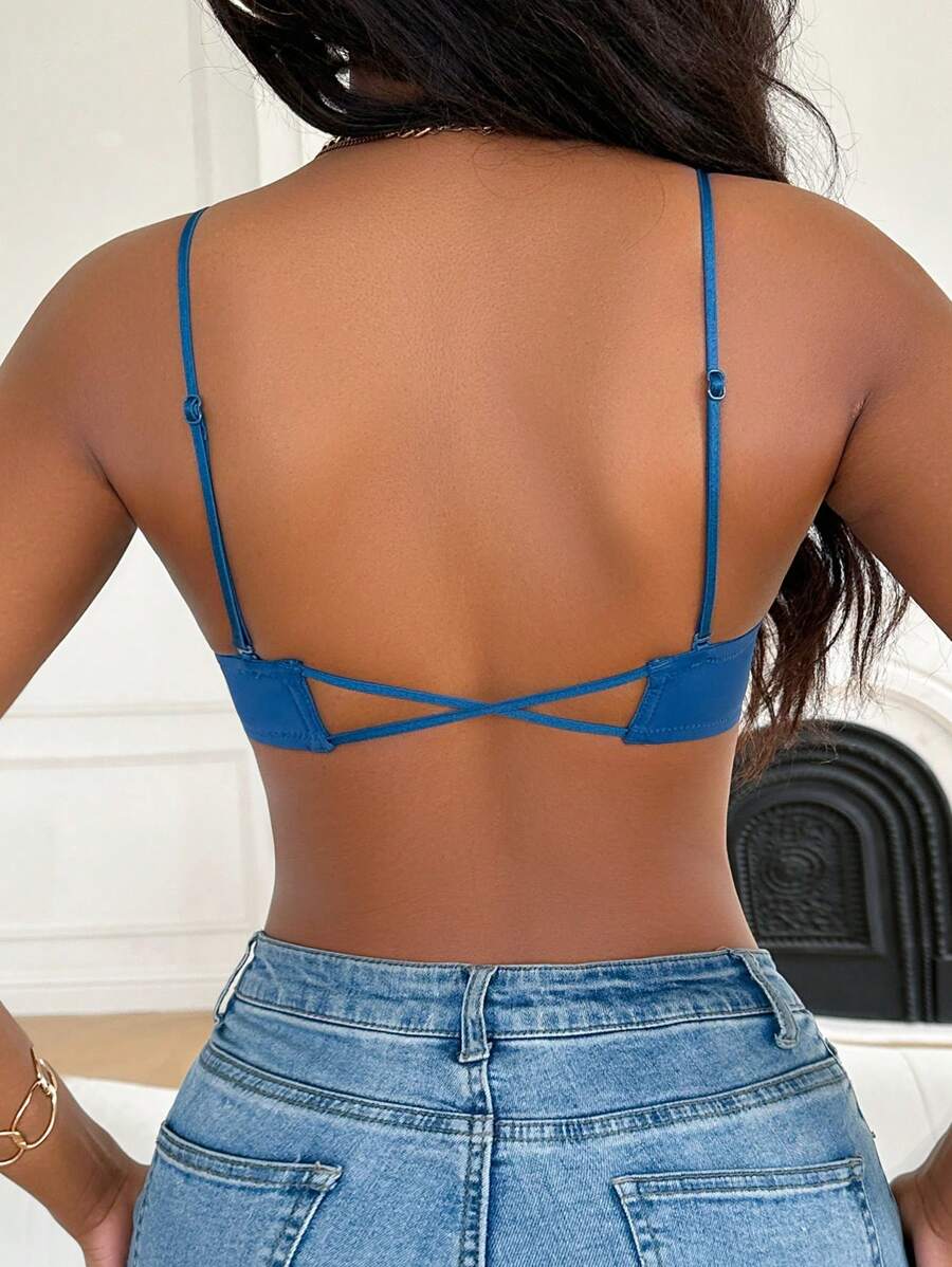 Sujetador casual sin espalda de unicolor con diseño con copas moldeadas para mujer