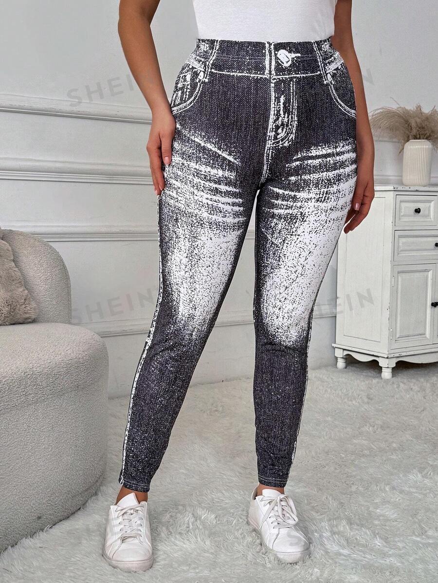 INAWLY Leggings informales de talle elástico de talla grande