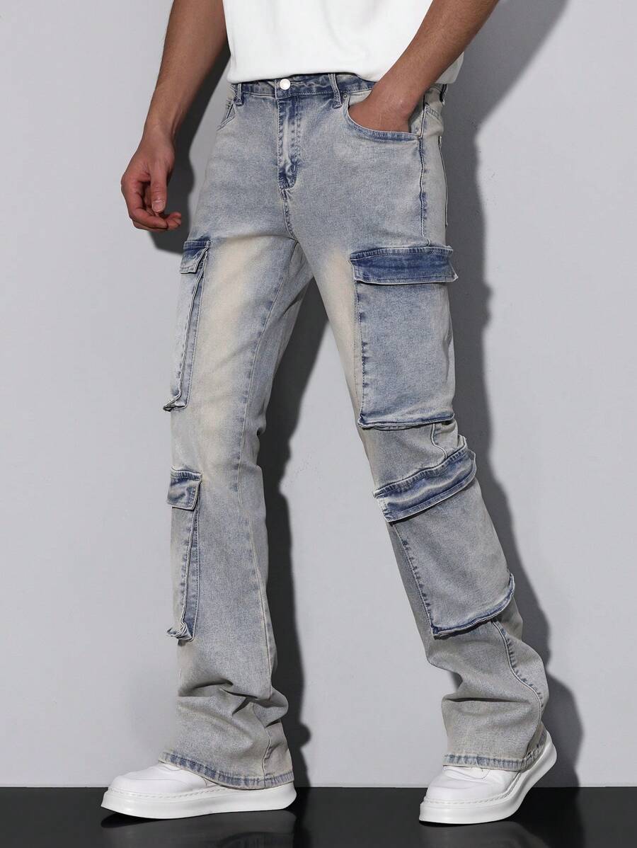 Manfinity LEGND Men's Casual Simple Front Button Pocket Cargo Jeans