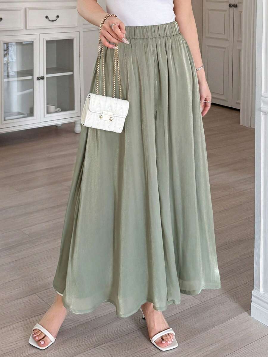 DAZY Pantalon culotte élégant et ample de couleur unie 7/8 pour femme