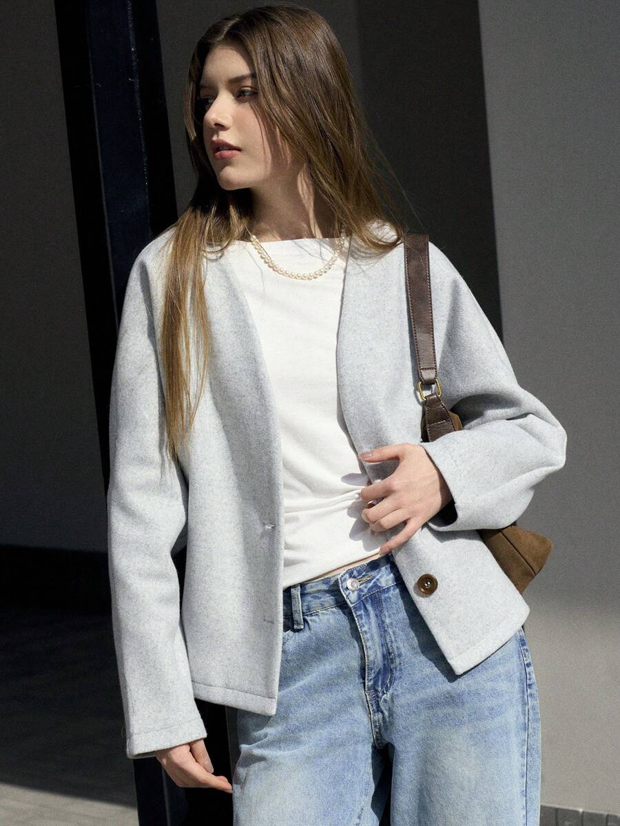 Jouncy Veste décontractée à manches longues avec boutons devant pour femme, pour un usage quotidien