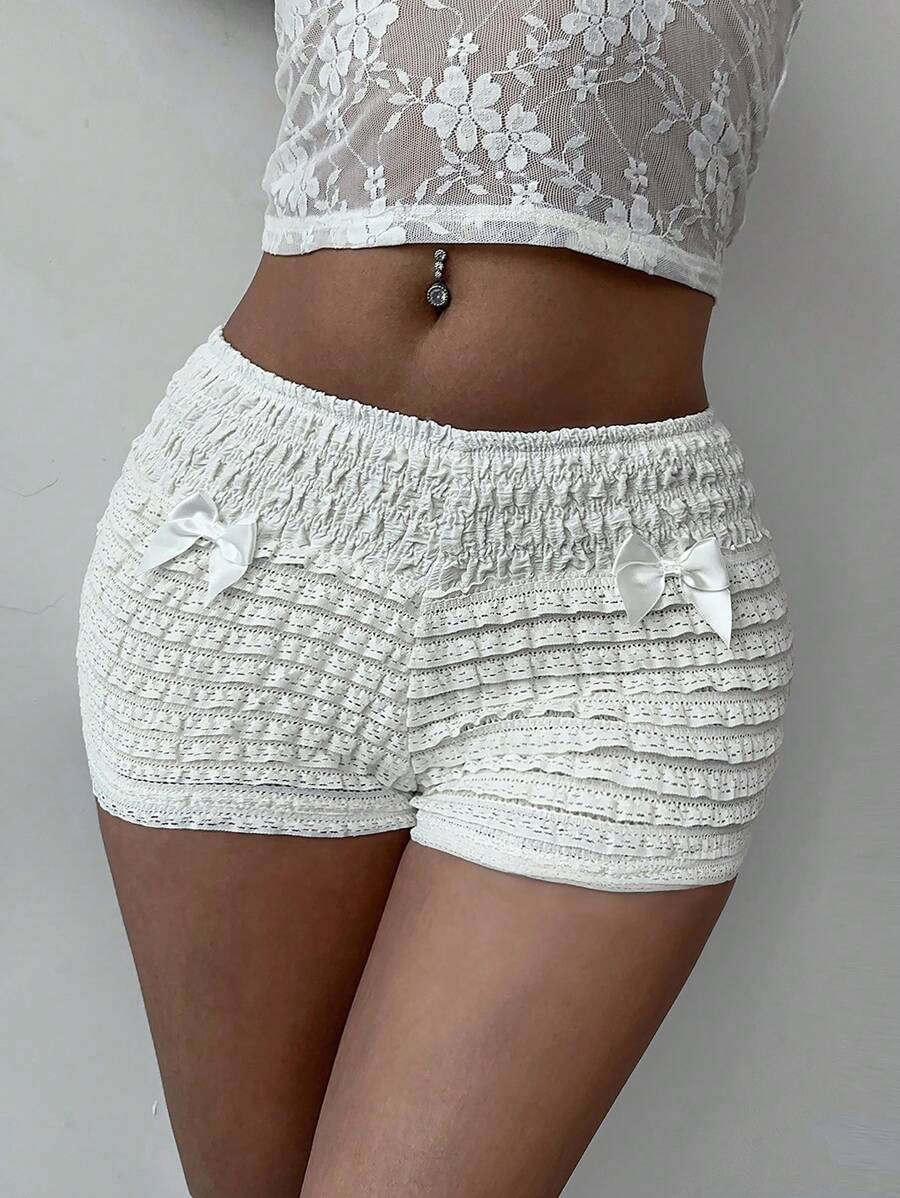 Aloruh Sexy kanten stiksels strik decoratie lage taille ultra korte shorts dames witte shorts dames shorts Y2K kleding