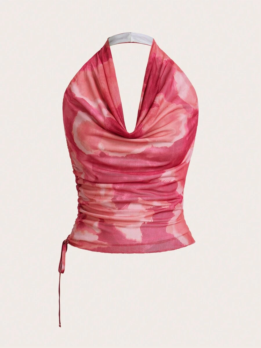 Aveloria Rosie Women's Neck-Tie Print Casual Fitted Tank Top, Suitable For Leisure & Holiday
