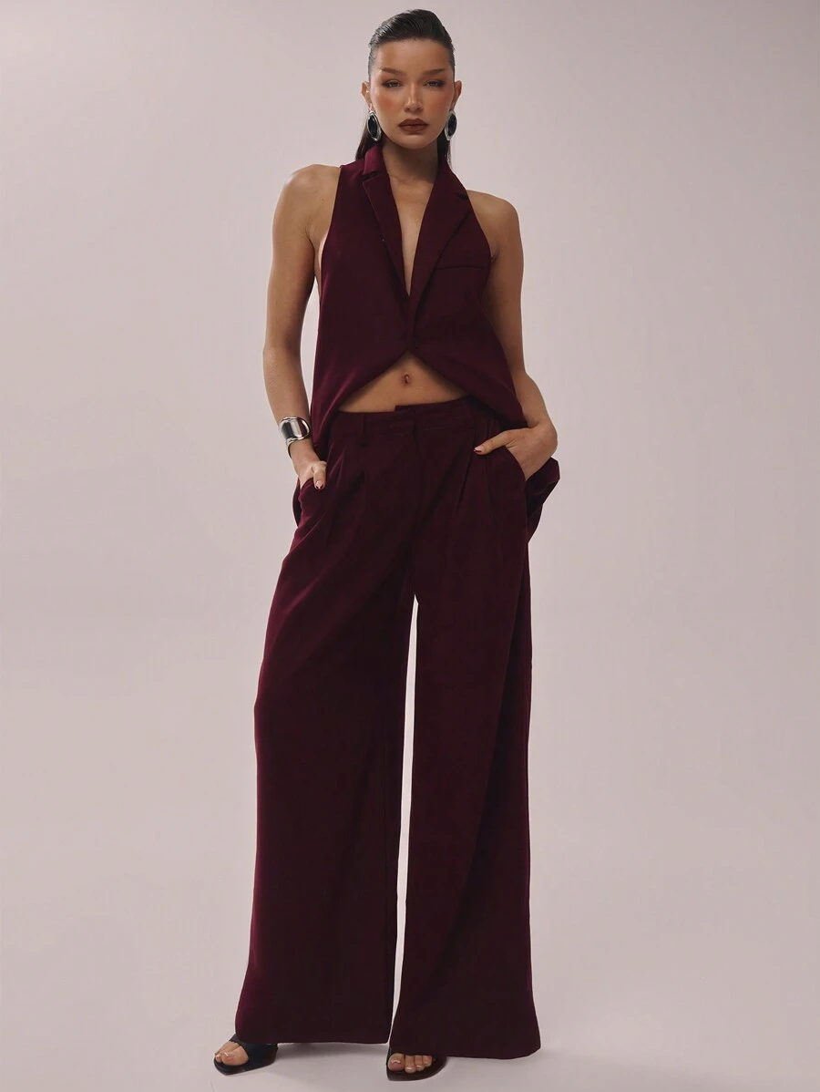 MUSERA Woven Tailored Wide Leg Suit Trousers Old Money Spring Elegant Spring Summer Cute
