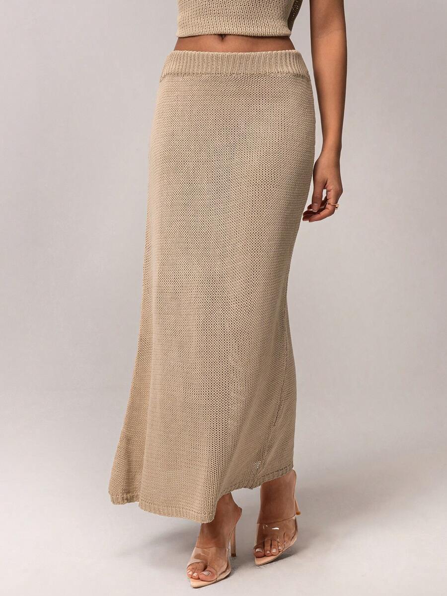 Forever 21 Women Solid Color Knit Sweater Skirt, Minimalist Design For Casual Everyday Wear