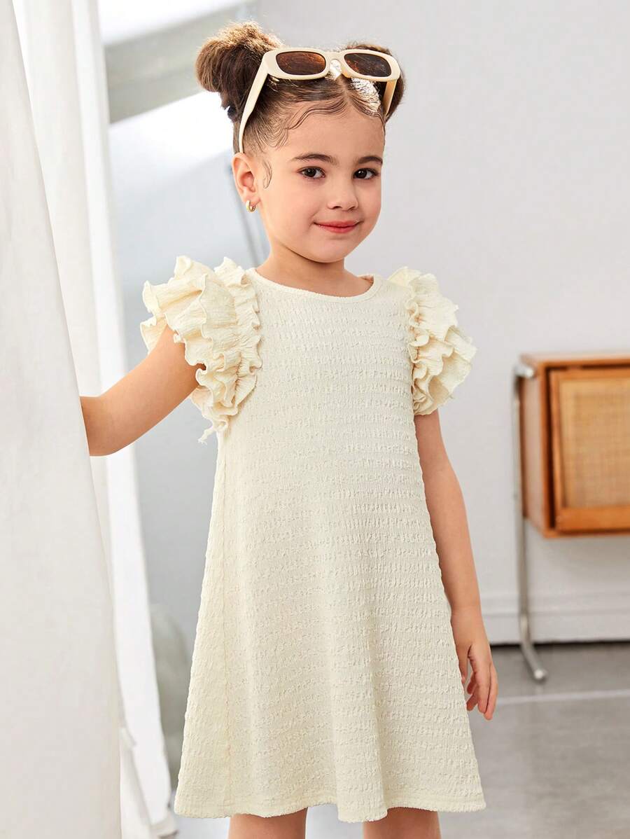 SHEIN Young Girl Easter Fashion Casual Jacquard Knit Round Neck Short Sleeve Dress