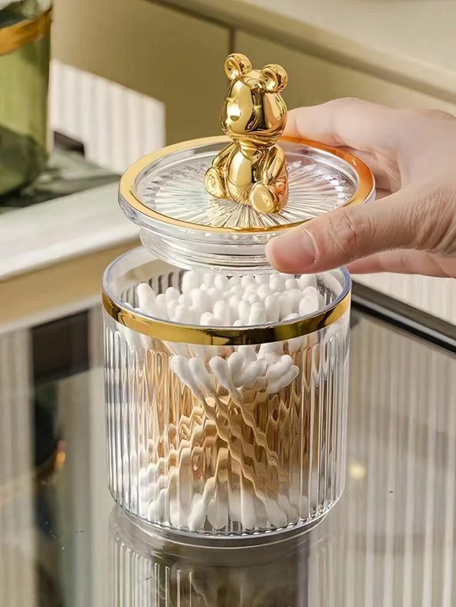 1 pièce Porte-écouvillon de nettoyage de luxe pour la maison avec couvercle, boîte de rangement anti-poussière, décoration de salle de bain estivale, organisateur de maquillage