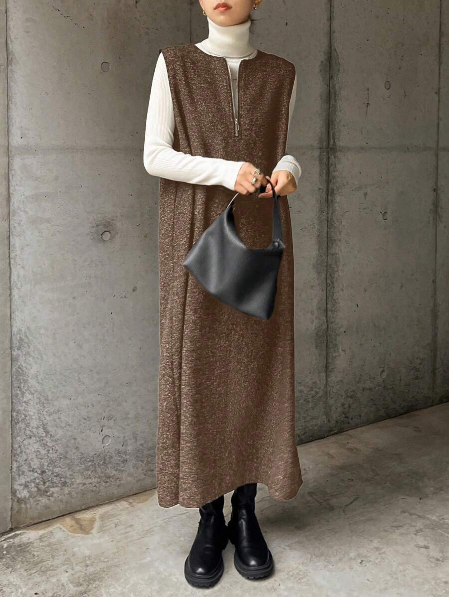 FRIFUL Women Casual Sleeveless Dress, Autumn/Winter
