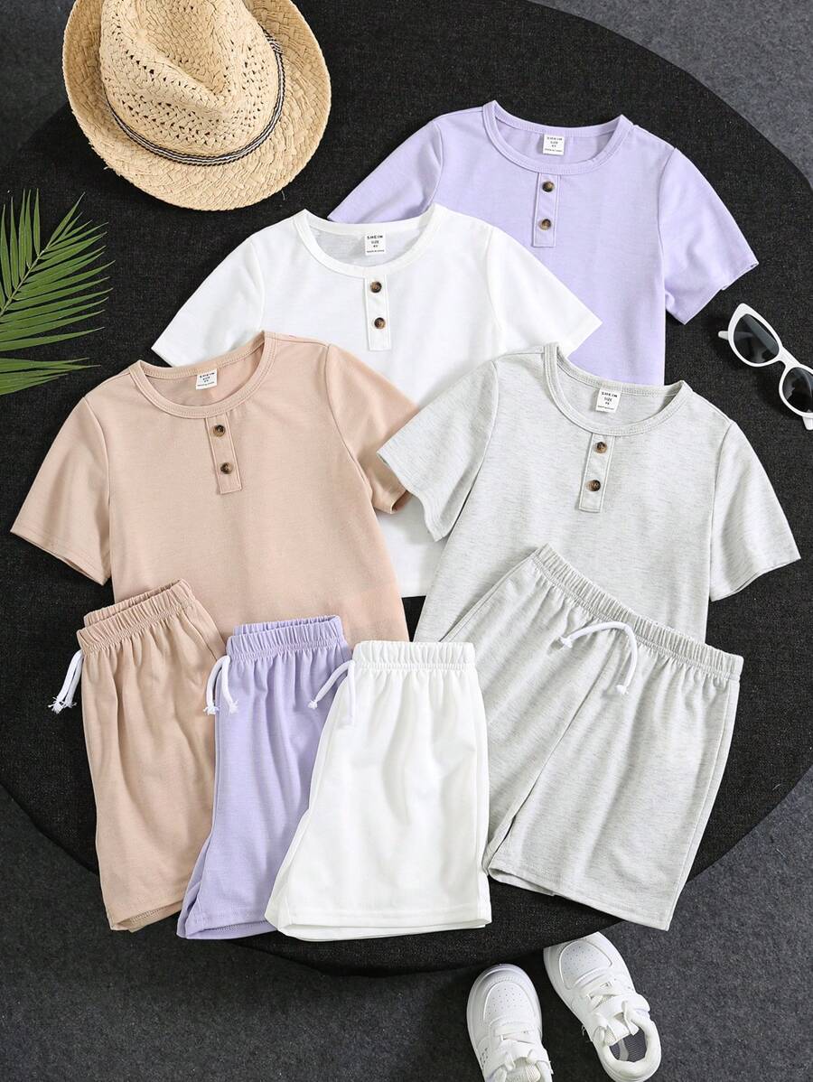 8-Pack Young Boys Boys Casual Sports College Retro Half-Door Round Neck T-Shirt And Shorts Cost-Effective Multi-Pack Set Suitable For Kids Outfits Young Boy Clothes Back To School Boys Set Suitable For Birthday Parties, Evening Parties, Performances, Weddings, Baptisms, Opening Ceremonies Daily Suitable For Daily Use Suitable For School Suitable For Travel Suitable For Sports Suitable For Suitable For Spring And Summer Seasons