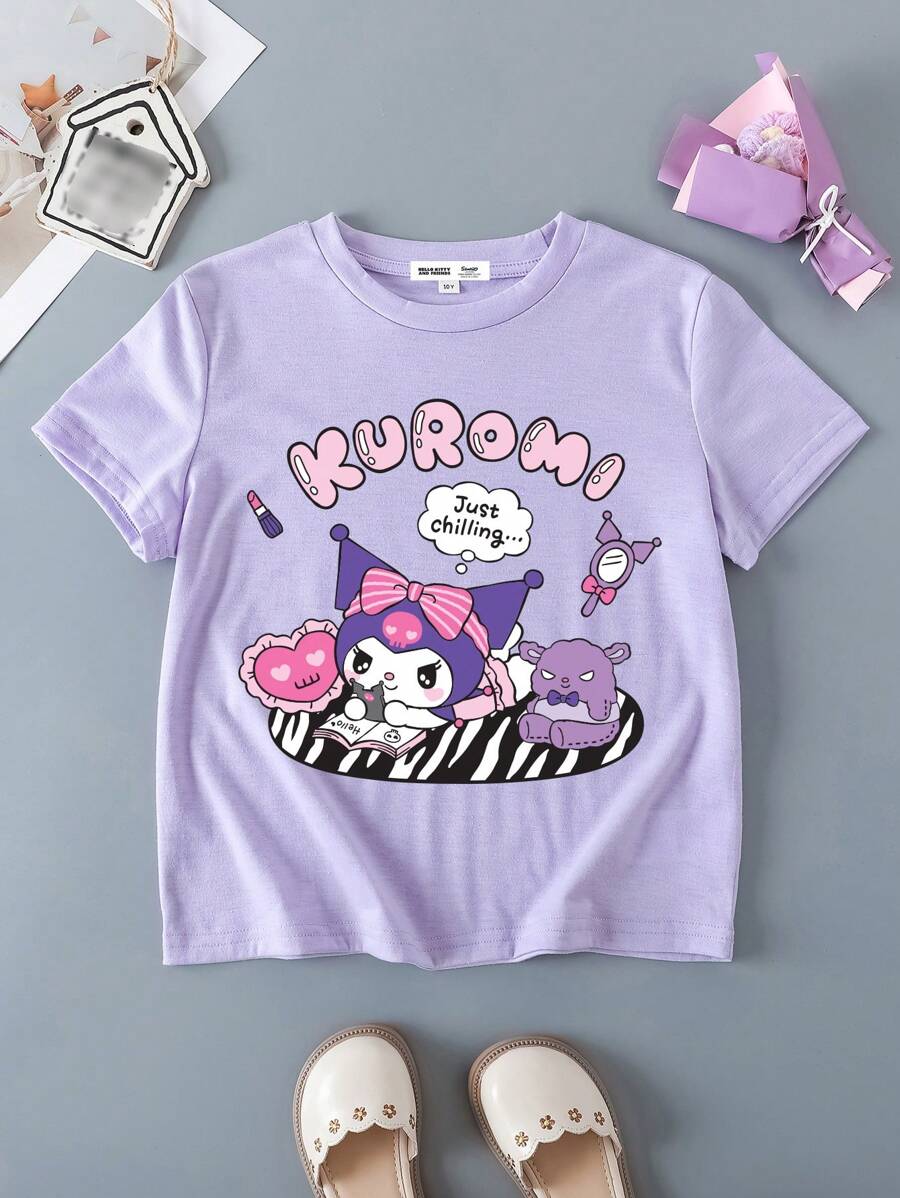 HELLO KITTY AND FRIENDS | SHEIN Tween Girls Casual Simple Short Sleeve T-Shirt, Suitable For Summer