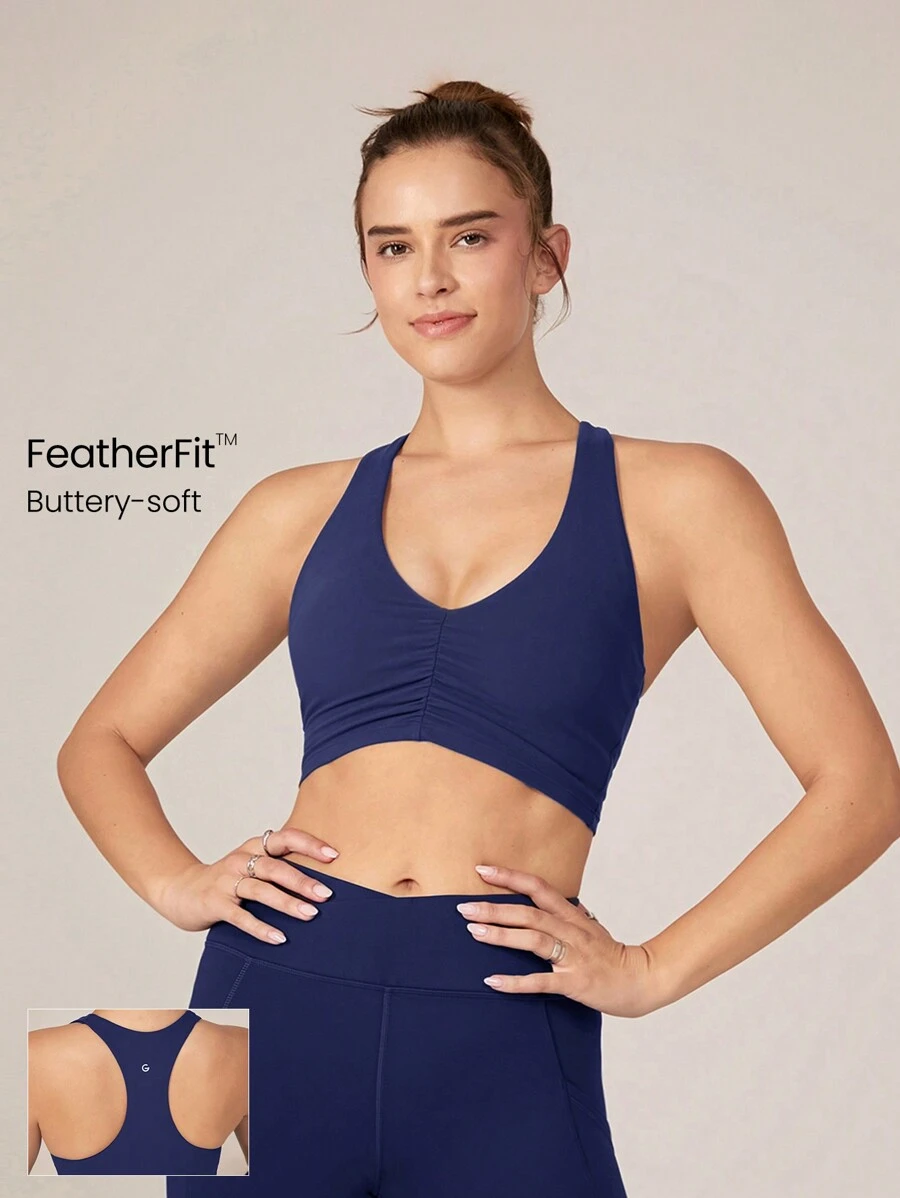 GLOWMODE FeatherFit™ Ruched Racerback Sports Bra Gym