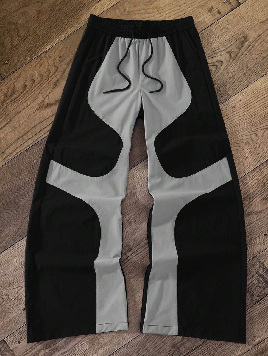 Manfinity EMRG Men's Colorblock Drawstring Waist Wide Leg Casual Pants