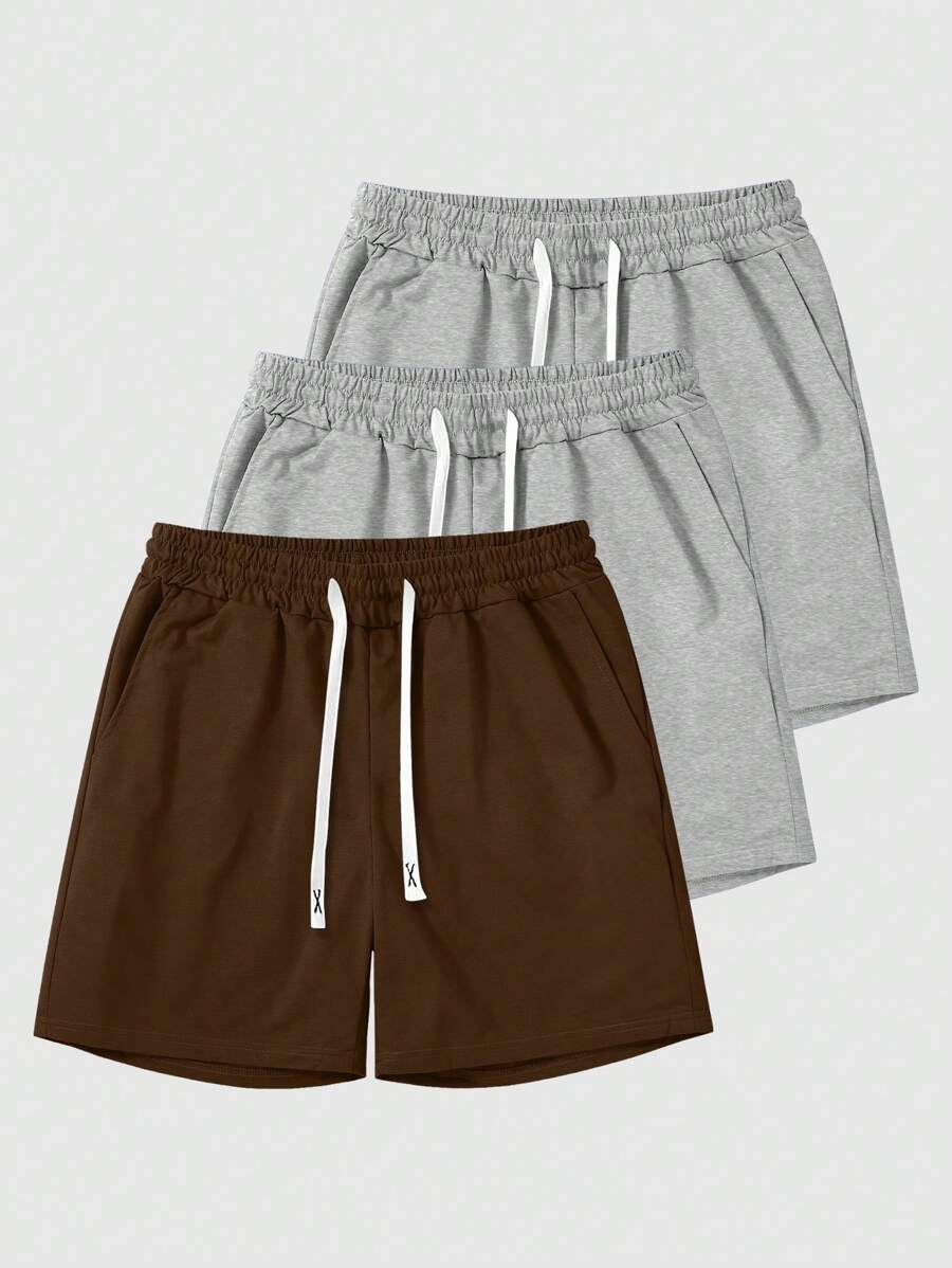 Manfinity Homme Shorts casuales sueltos de talla grande para hombre con cintura con cordón de unicolor