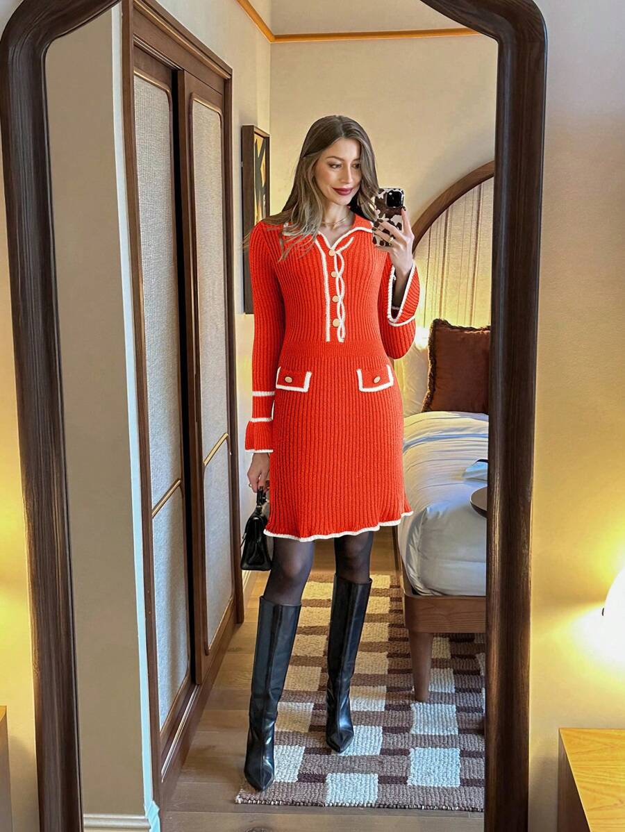 Calvaya Abito maglia elegante da donna, abito casual minimalista di moda per uso quotidiano